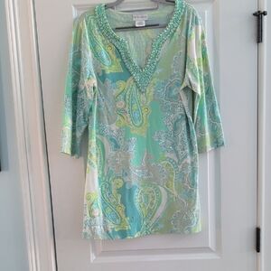 Soft Surroundings Green and Yellow Paisley Blouse
